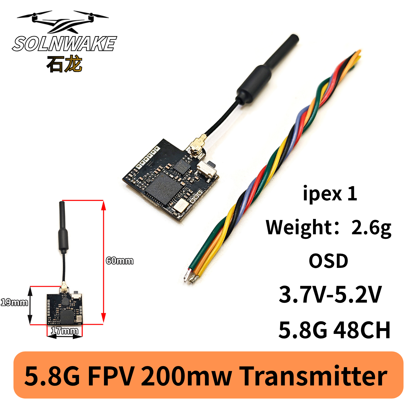 SLONWAKE Nano 5.8G 48CH 200mW  – обзор и цена Fpv Drone Vtx