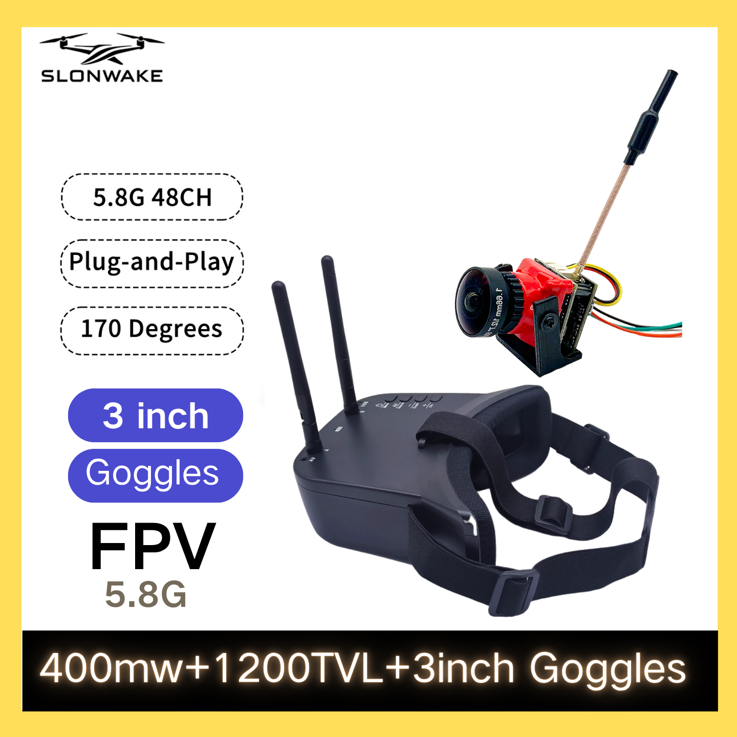 SLONWAKE 5.8G 48CH FPV 400mw V – обзор и цена Fpv Drone Camera